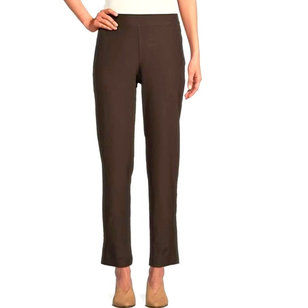EILEEN FISHER Women's XL Brown Washable Stretch‎ Crepe Slim Ankle Pull On Pant